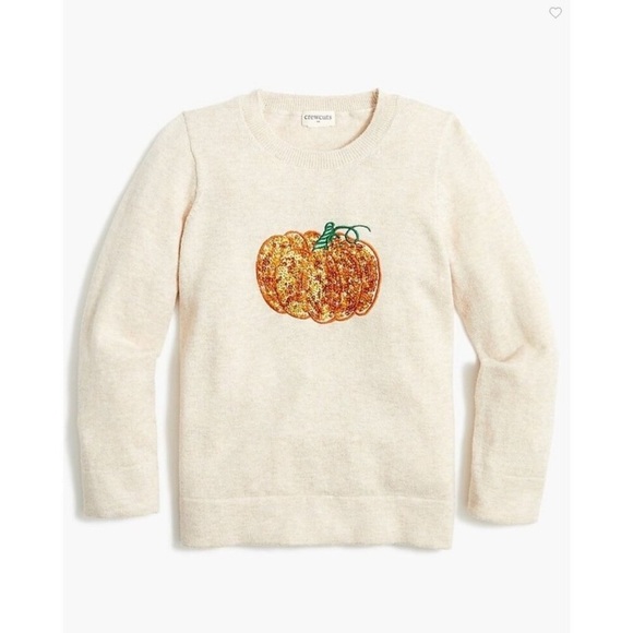 Crewcuts Other - Crewcuts J. Crew Girls' Sequin Pumpkin Teddie (Soft ) Sweater Size XL 12-14